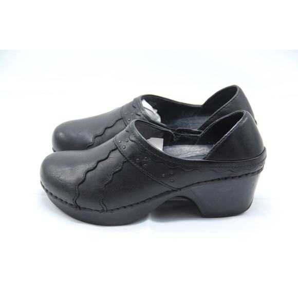 Dansko Hailey Clog Shoes Womens EU38 US 8 Black Scalloped Leather - Runs Small - Picture 3 of 8